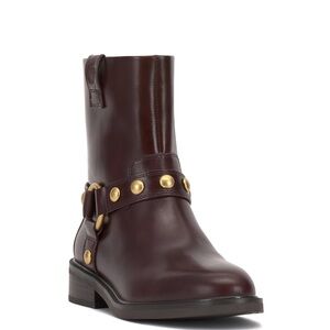 Vince Camuto Amais Leather Booties in Rich Mahogany New in Box